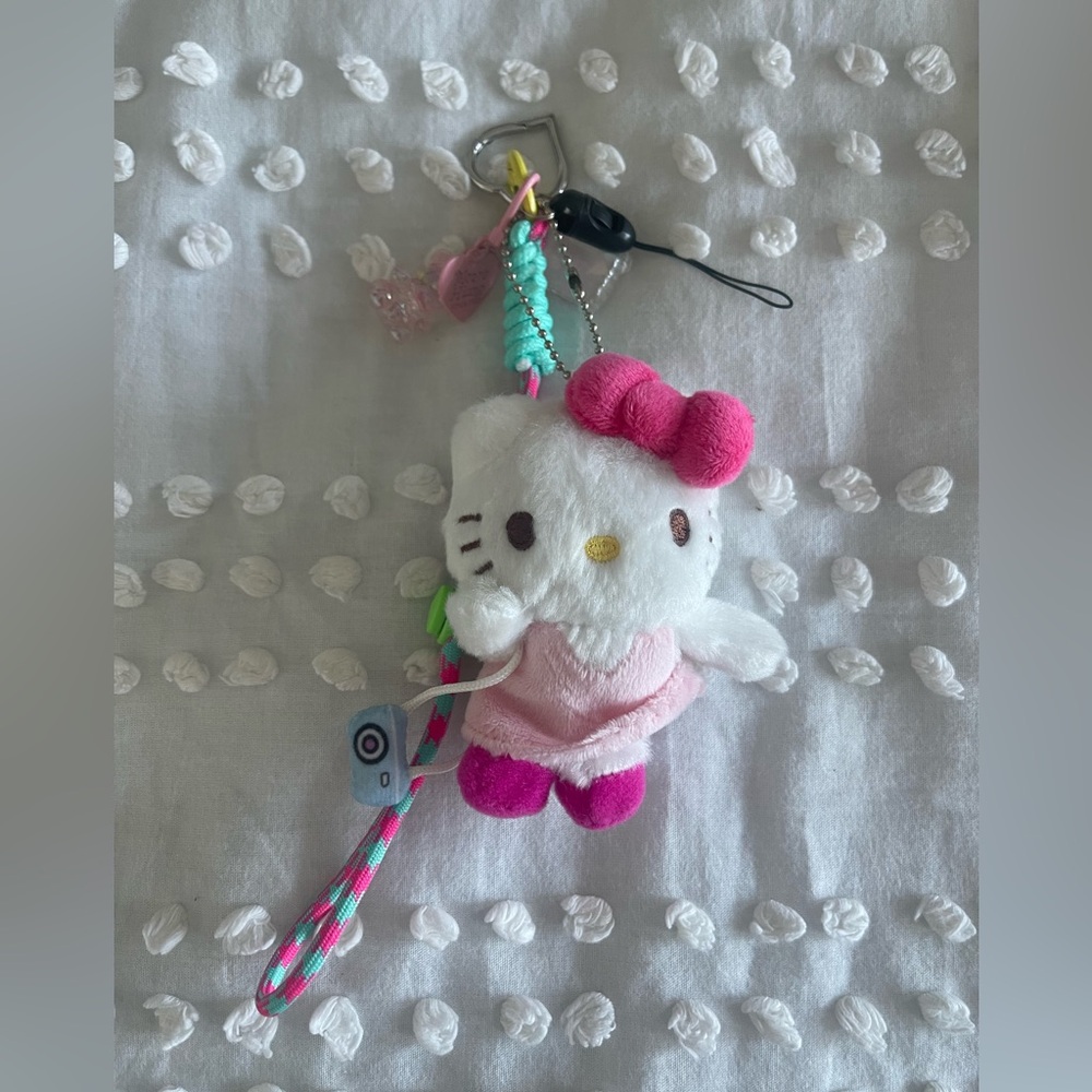 Adorable Hand Personalized Plush Bag Charm or Keychain with Braided Strap